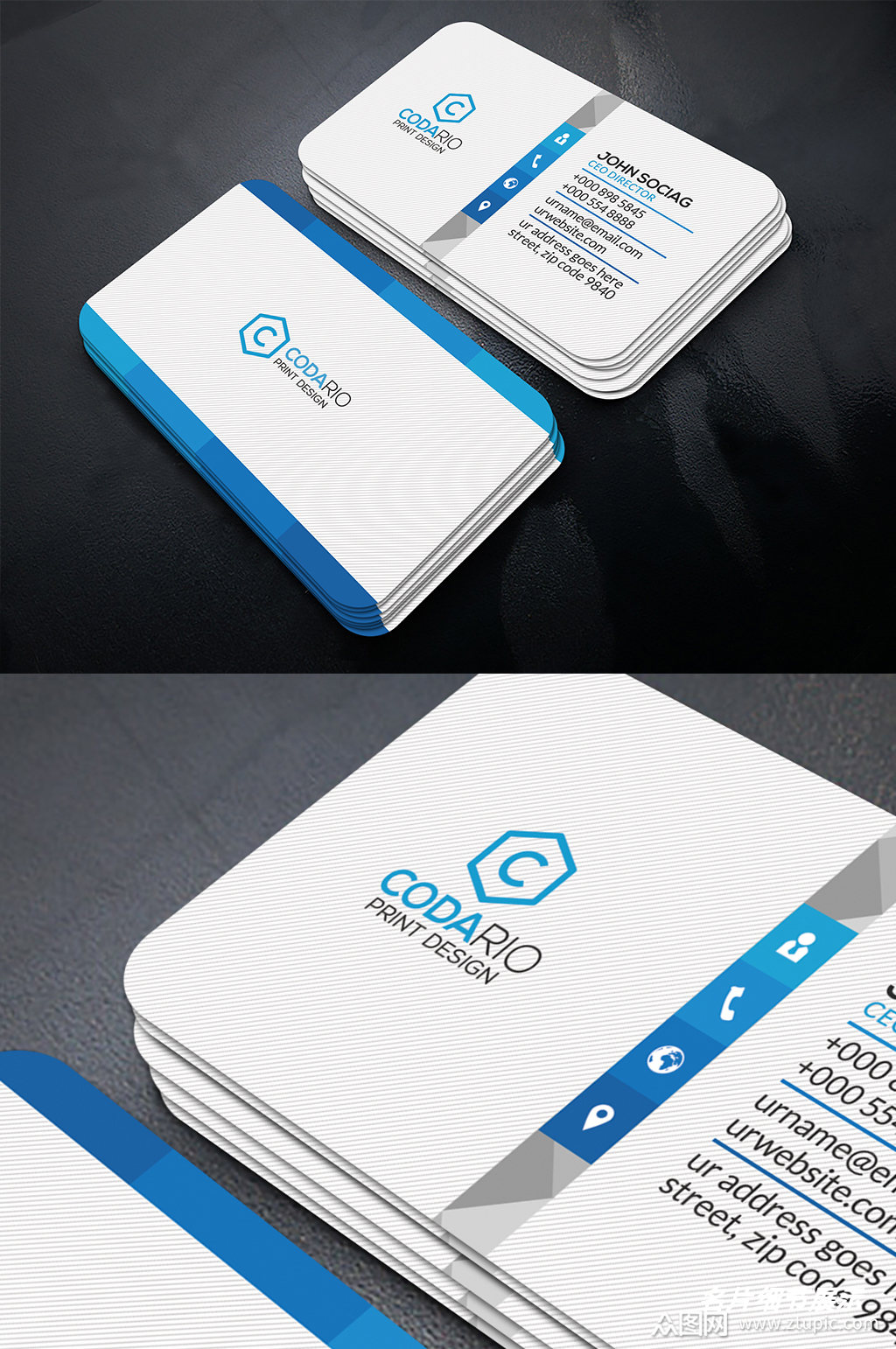 蓝色商务名片模板