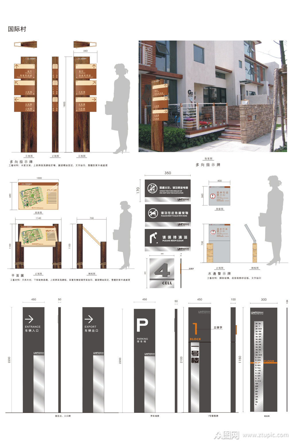 高档住宅小区标识标牌导视系统设计素材