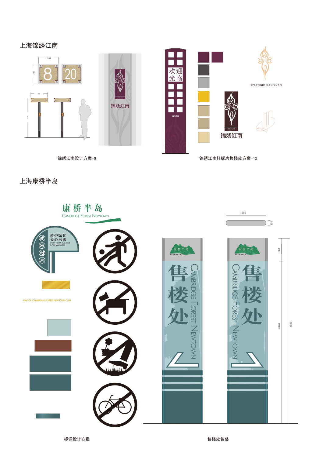 小区内双向指示牌花草牌素材