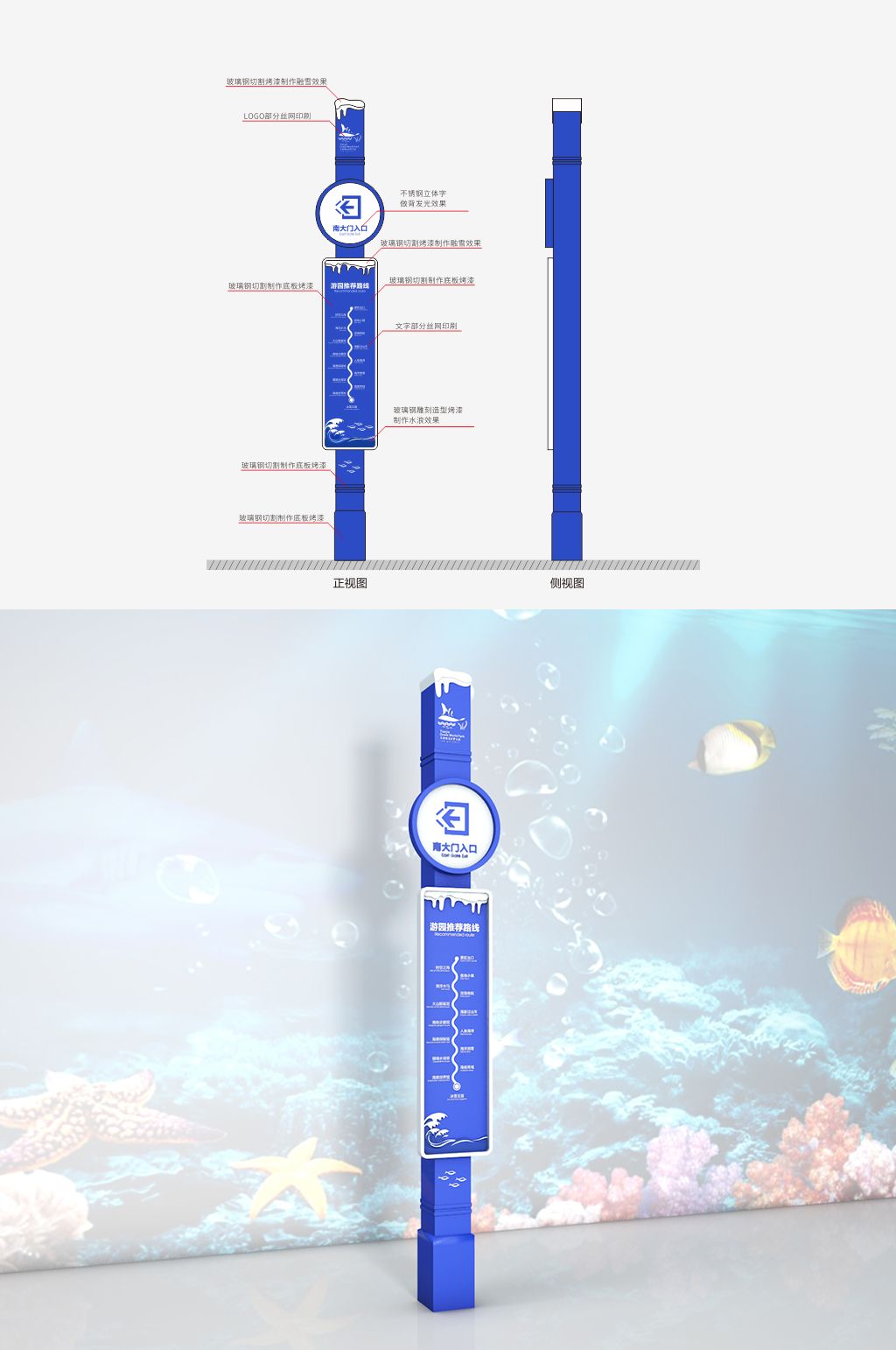 海洋公园入口导示指示牌素材