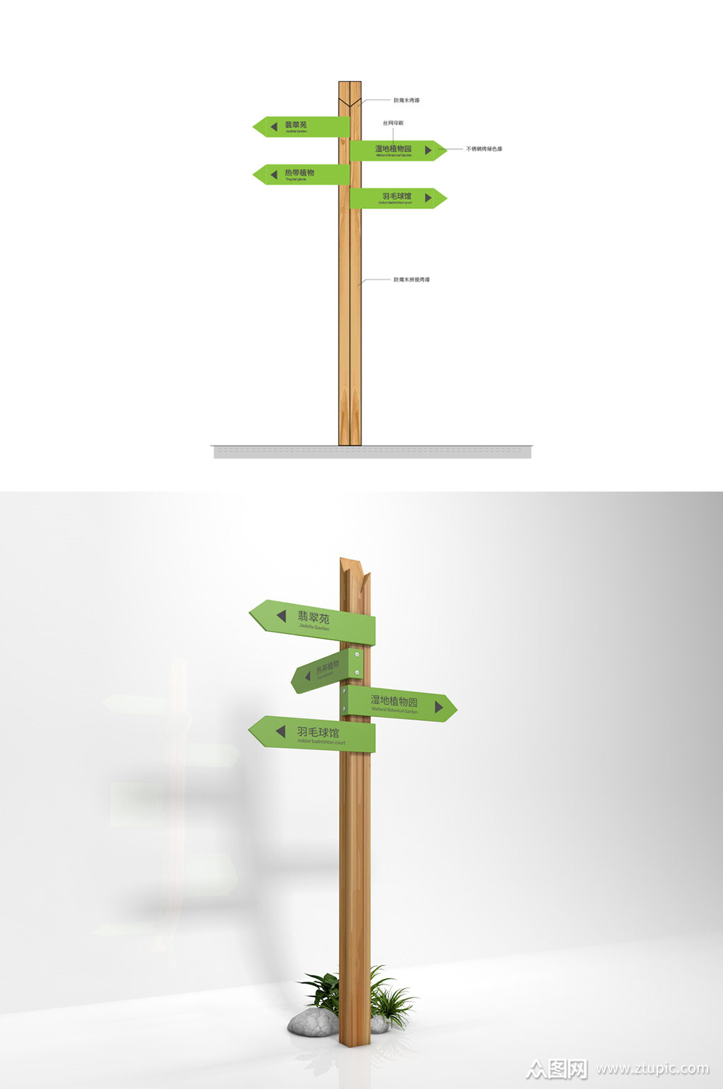 园区多向指示公园多向牌模板下载-编号253741-众图网