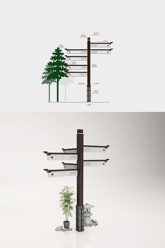 小区多向立牌公园多向立牌-众图网