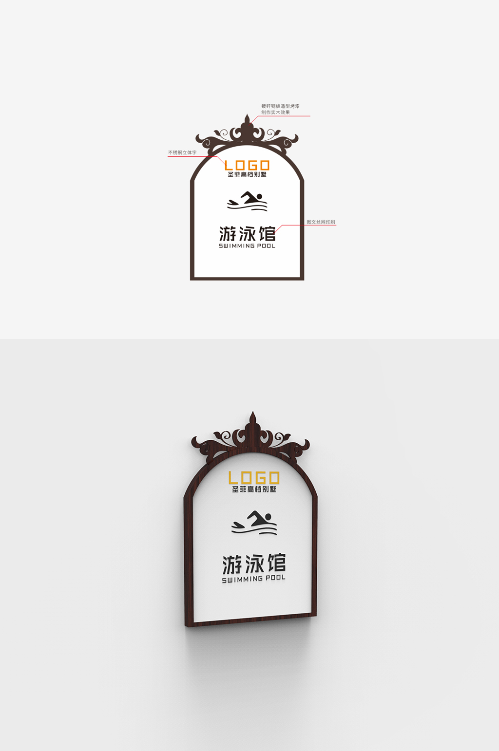 小区游泳馆牌游泳馆门牌素材