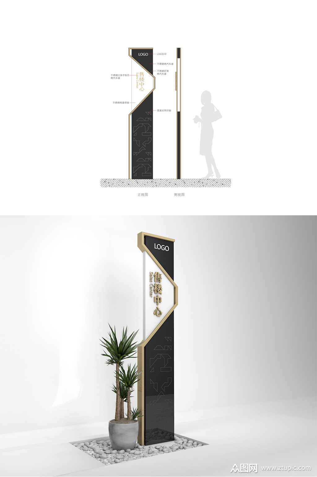 现代时尚标识户外房地产导视立牌素材
