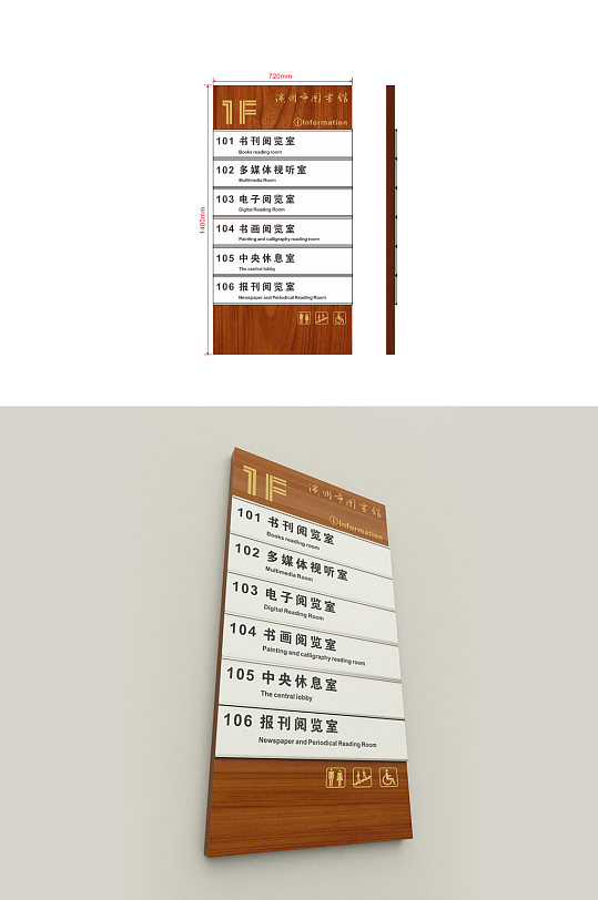 图书馆索引牌墙上索引牌