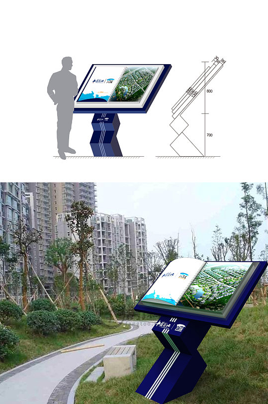 书形形象牌小区总平立牌导视