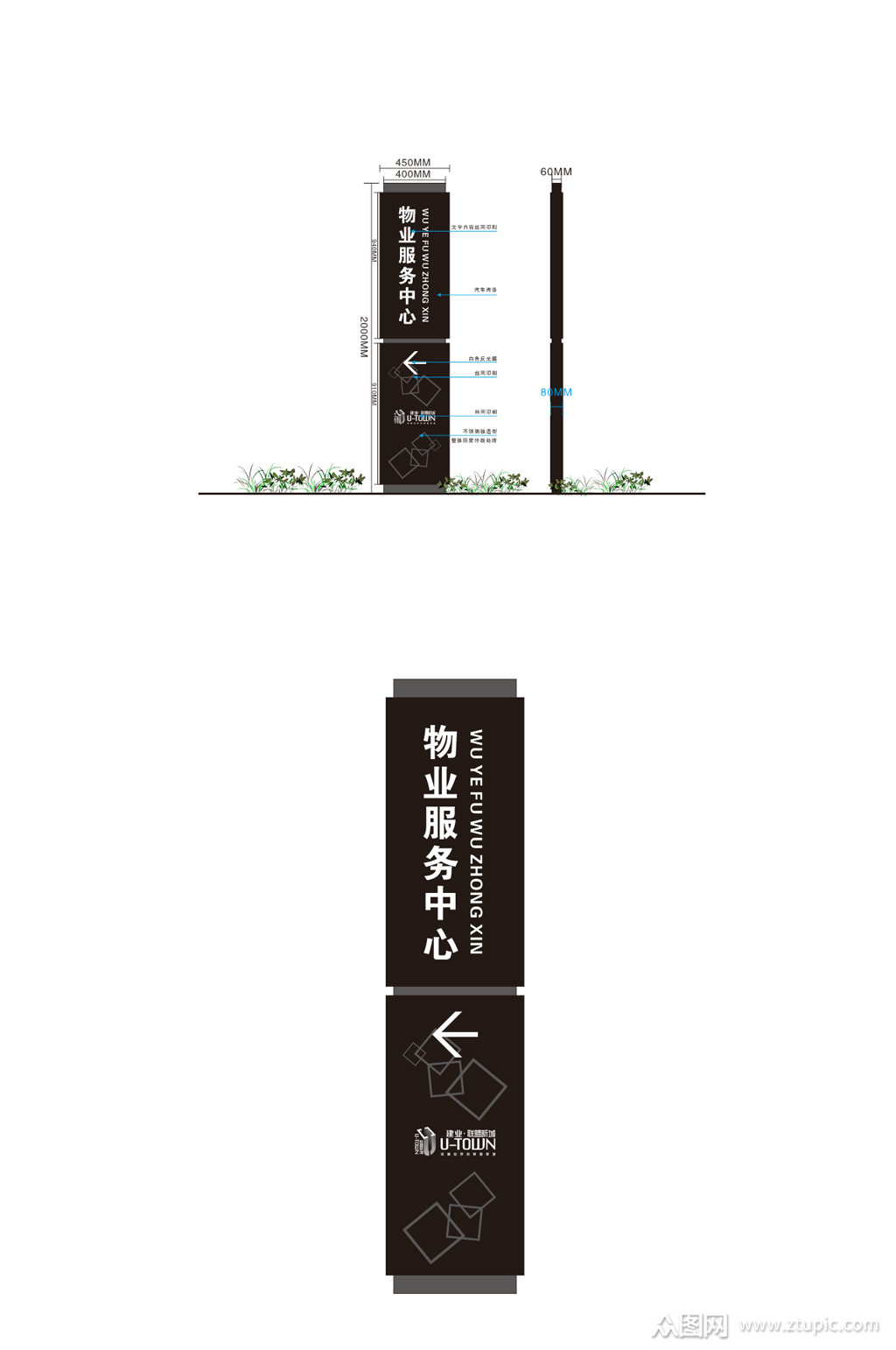 服务中心立牌小区立牌导视设计