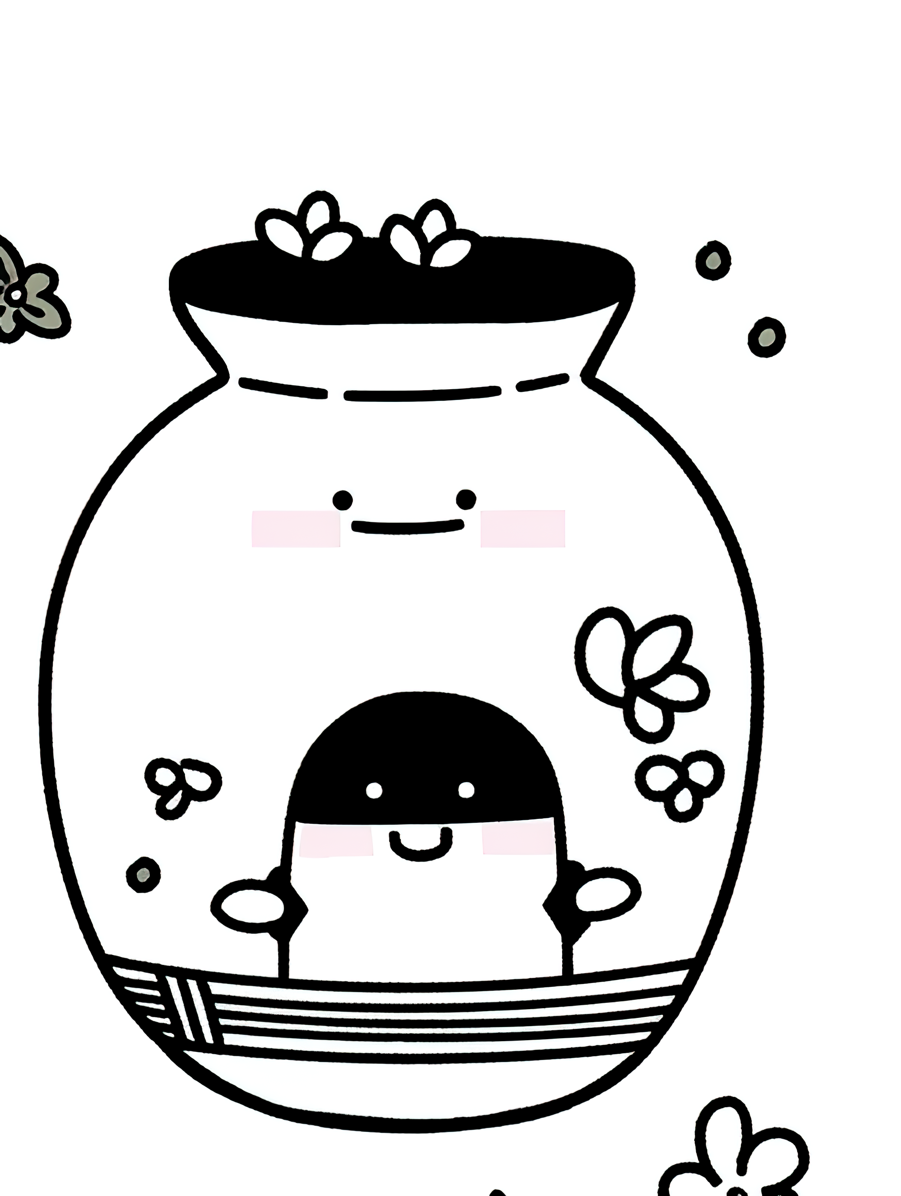 黑白可爱简笔画小萌物儿童画素材