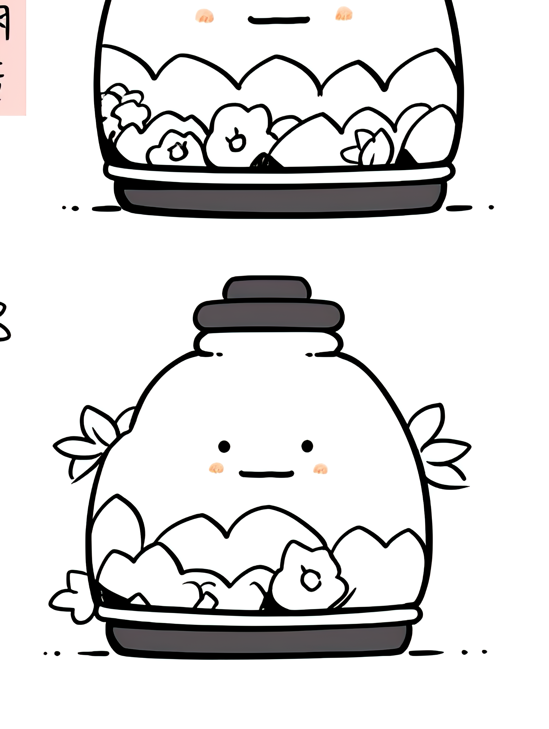 黑白简笔画可爱儿童画小萌物素材