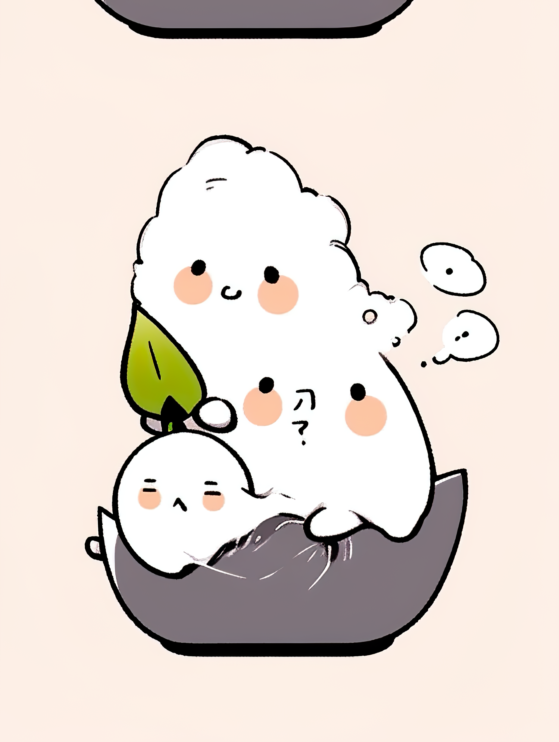 Q版小萌物黑白简笔画可爱儿童画素材