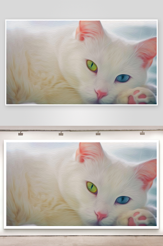 双色瞳猫咪艺术画-众图网