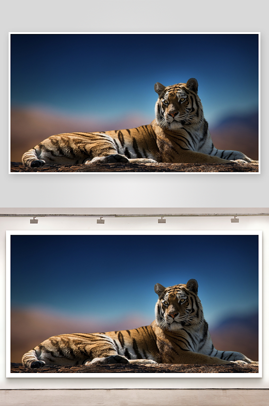 老虎静卧木桩上凝视远方-众图网