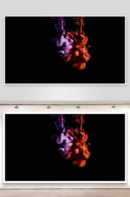 黑底彩色墨滴艺术-众图网