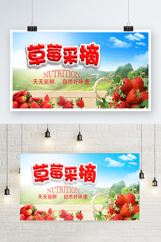 草莓采摘宣传海报