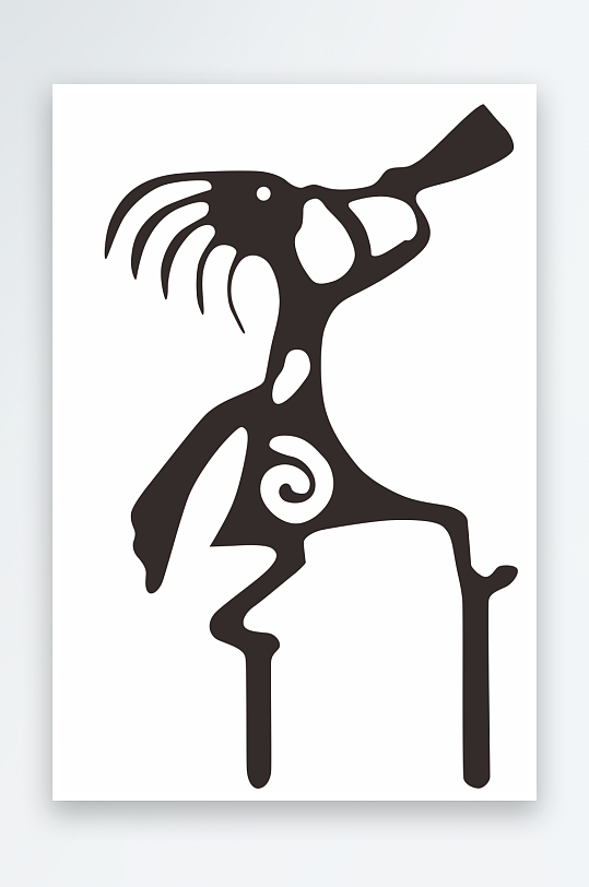 抽象人物吹号图案-众图网