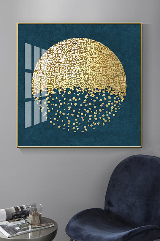 现代金色颗粒几何装饰画