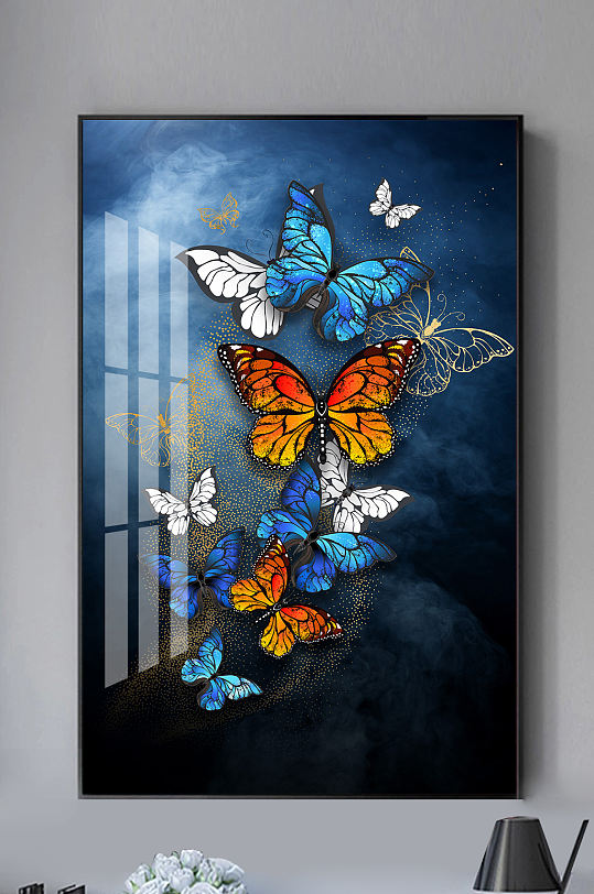 现代轻奢蝴蝶金色装饰画-众图网