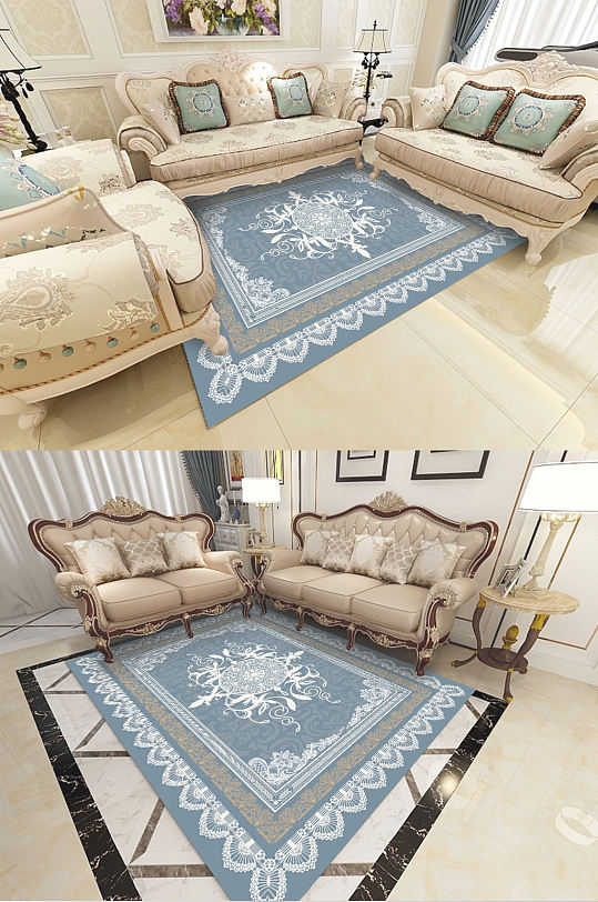 欧式古典花纹抽象客厅地毯-众图网