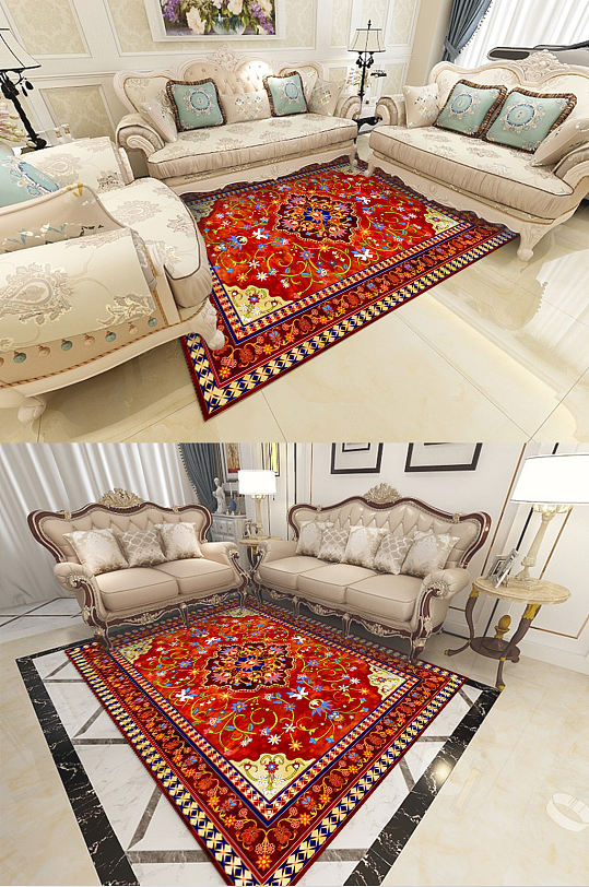 欧式抽象古典花纹地毯-众图网