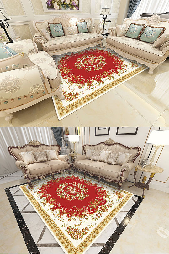 欧式古典花纹客厅地毯-众图网