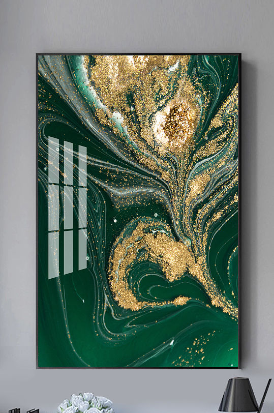 现代抽象金色颗粒流体装饰画