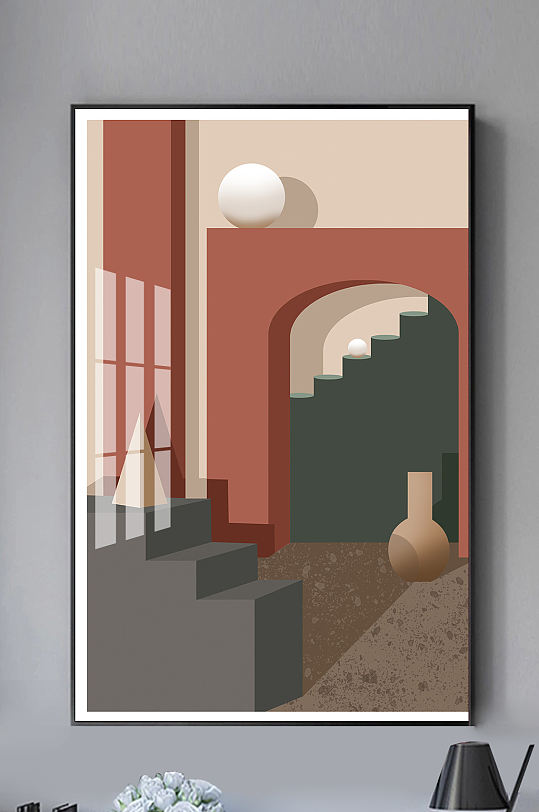 现代简约几何形状莫兰迪装饰画