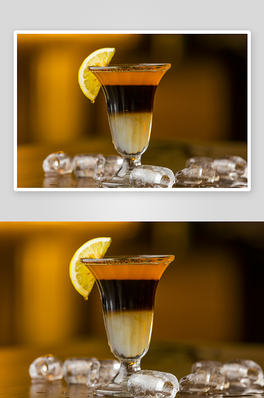 三色鸡尾酒配柠檬片-众图网