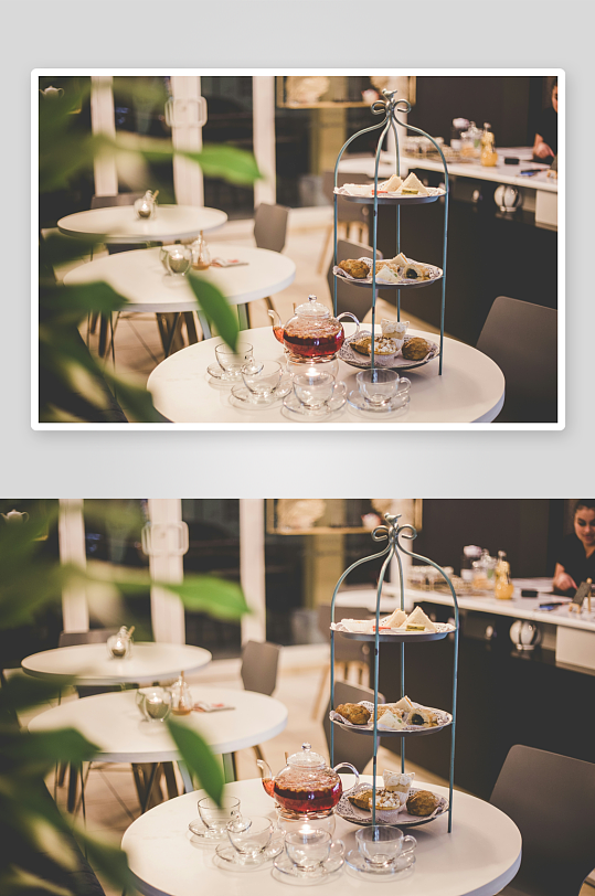 下午茶点心与茶具摆设-众图网