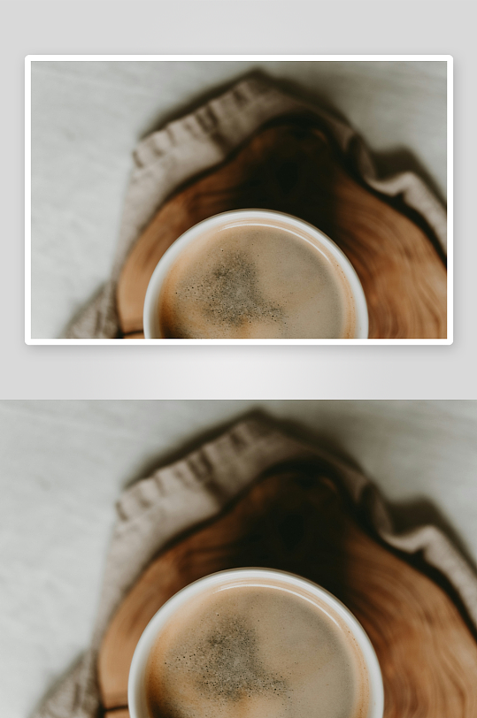 俯拍咖啡杯与木质托盘-众图网