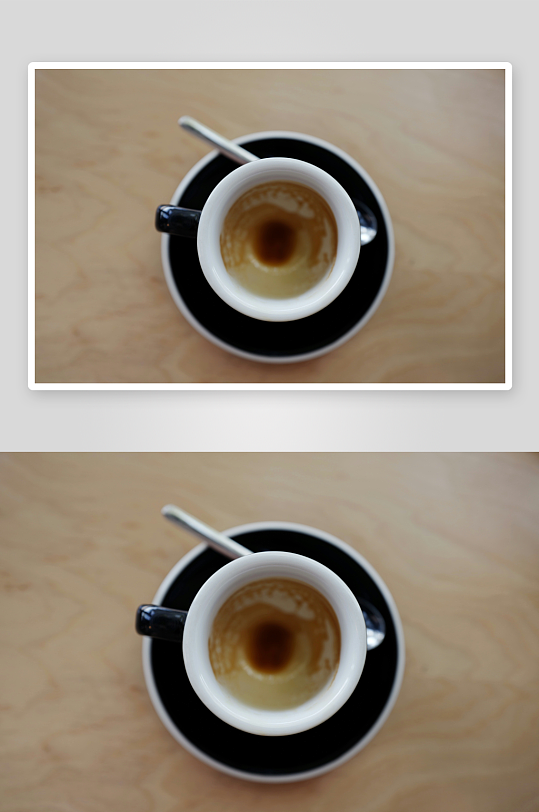 俯拍咖啡杯与碟照片-众图网