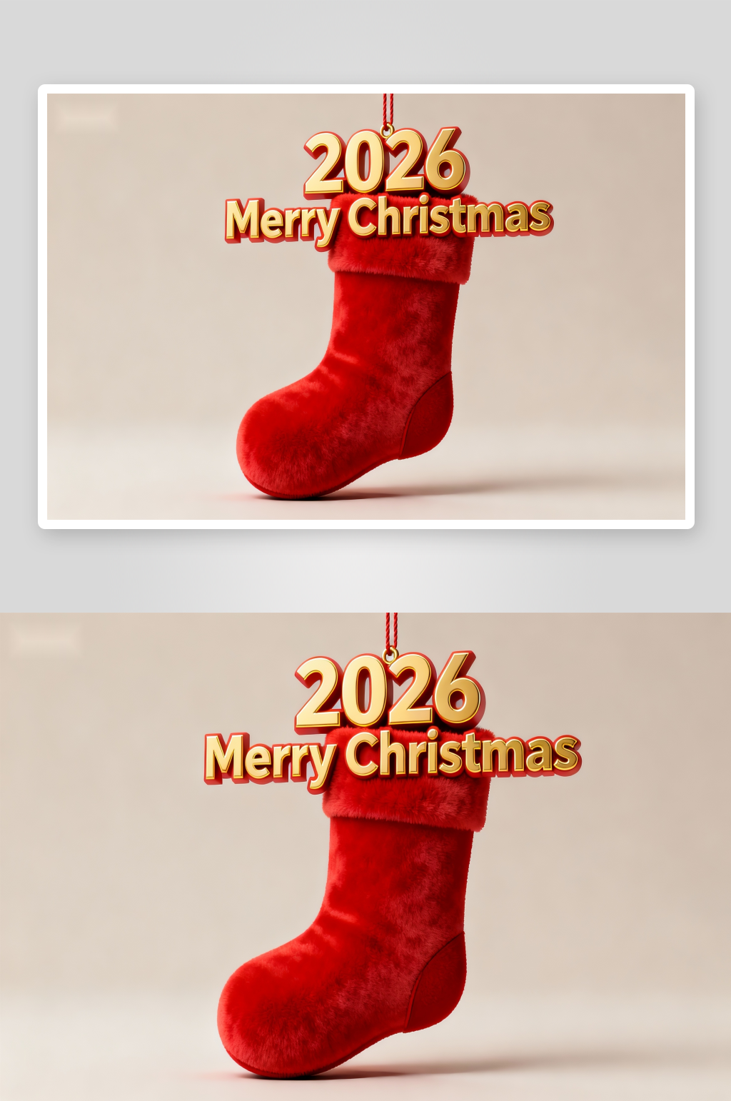 红色圣诞袜挂饰2026新年快乐素材