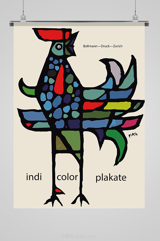 抽象几何鸡极简海报