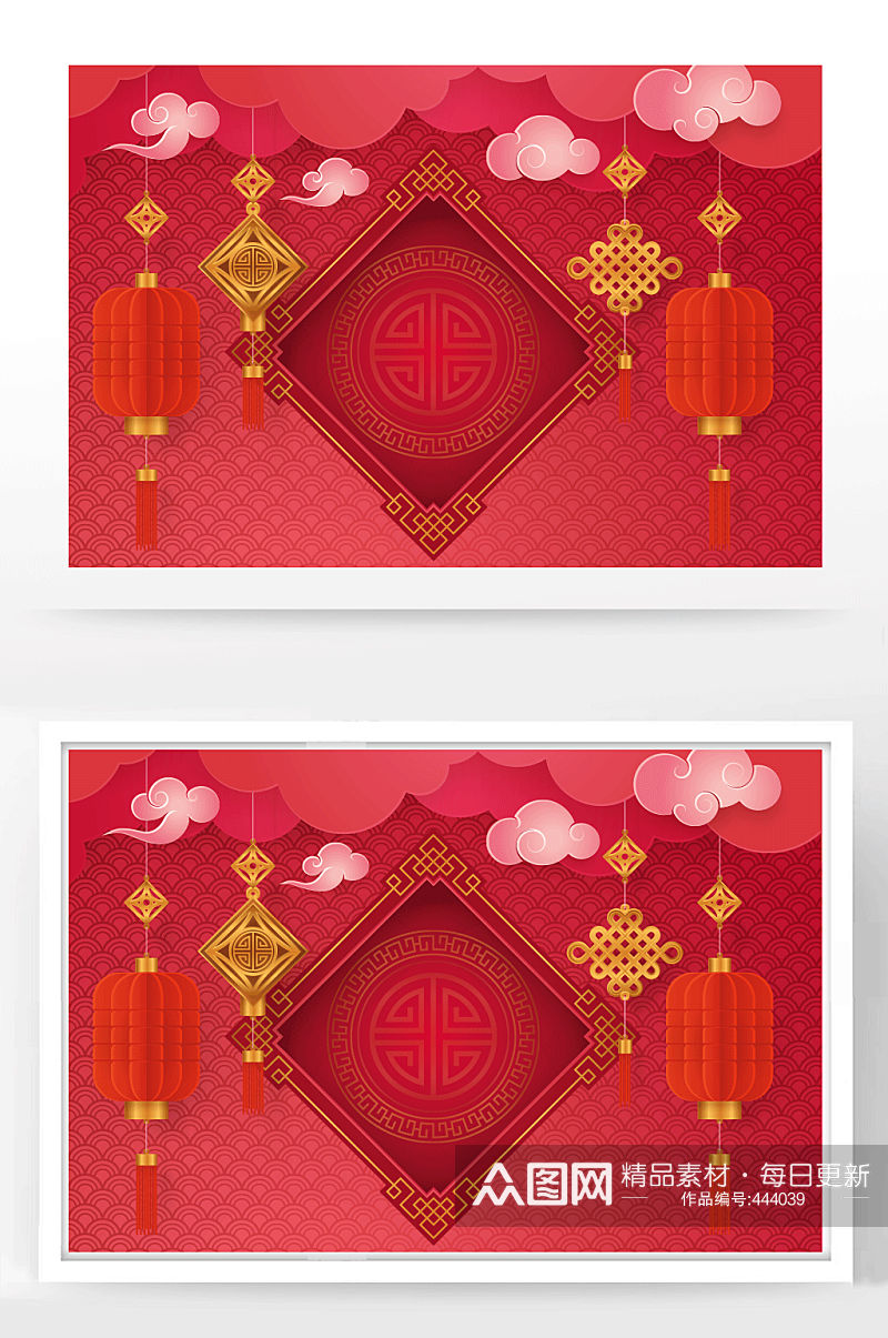 中式元素喜庆新年背景海报素材