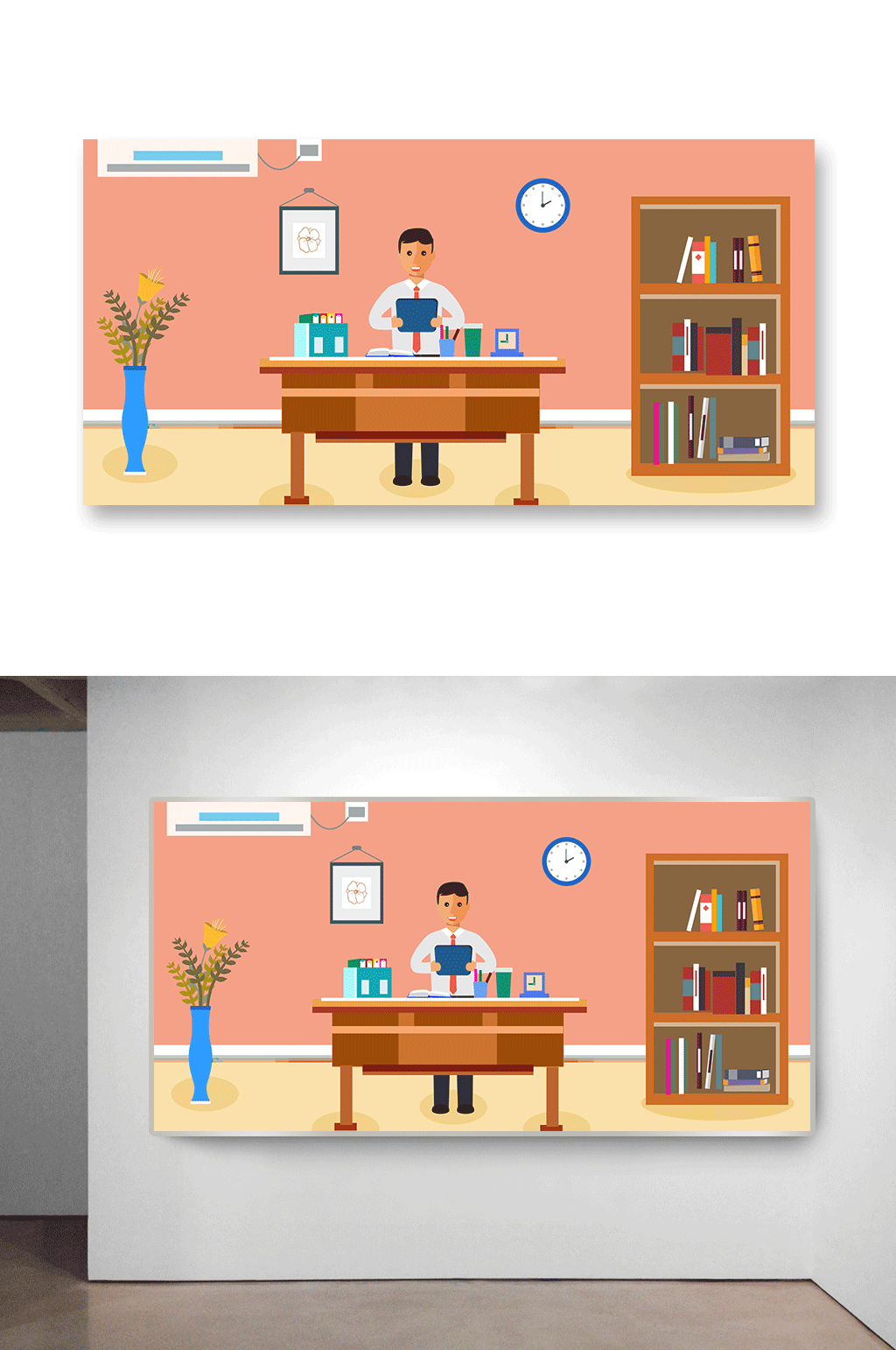 卡通清新商务办公扁平插画素材