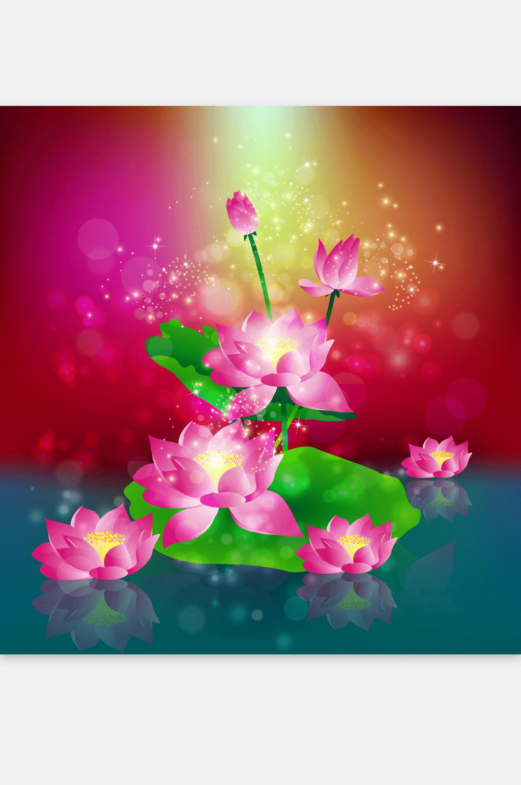 唯美莲花中秋矢量背景素材