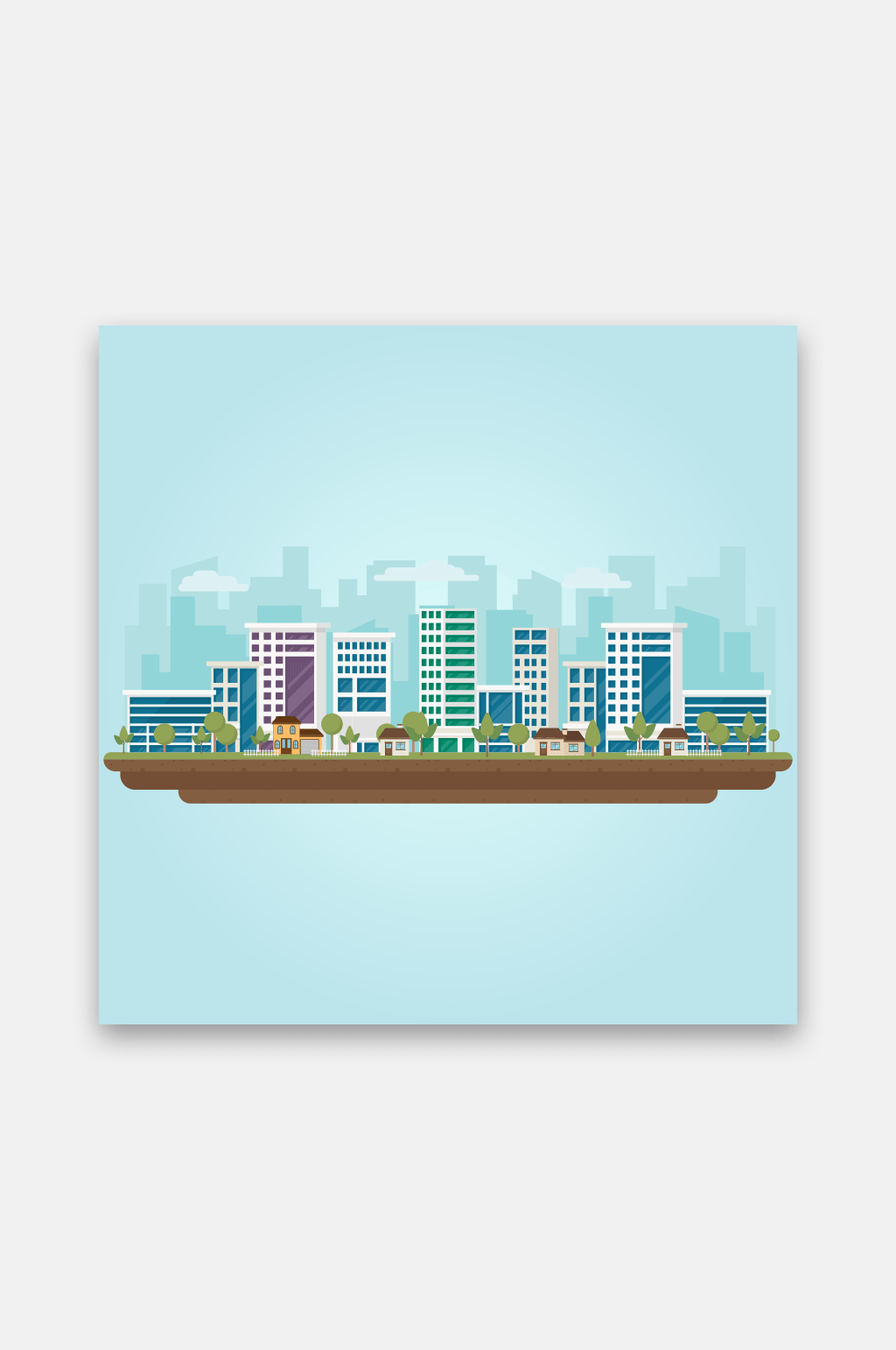 城市扁平風格矢量房屋建筑素材