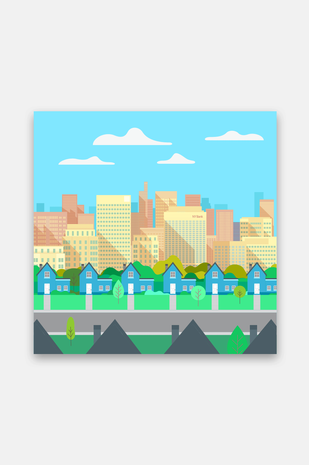 城市背景风景建筑矢量插画素材