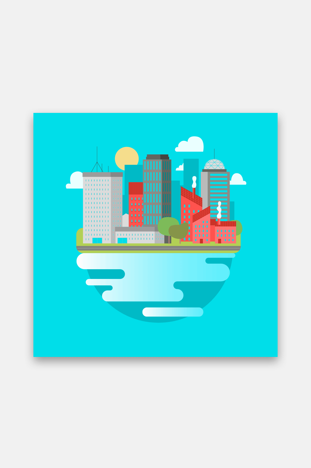 创意城市建筑矢量插画素材
