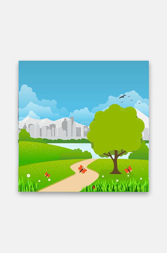 城市绿化郊区矢量插画