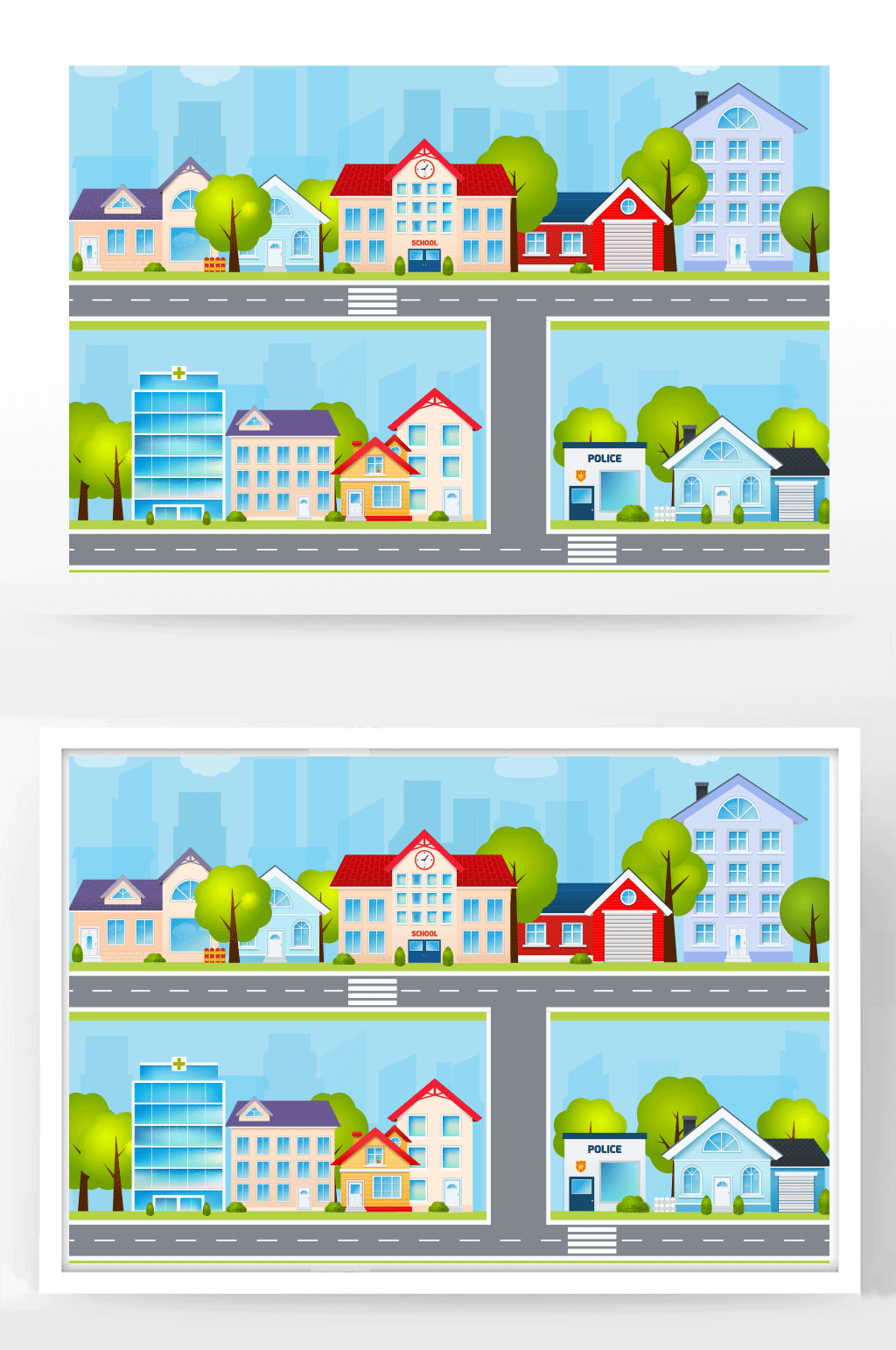 城市房屋建筑矢量插画素材