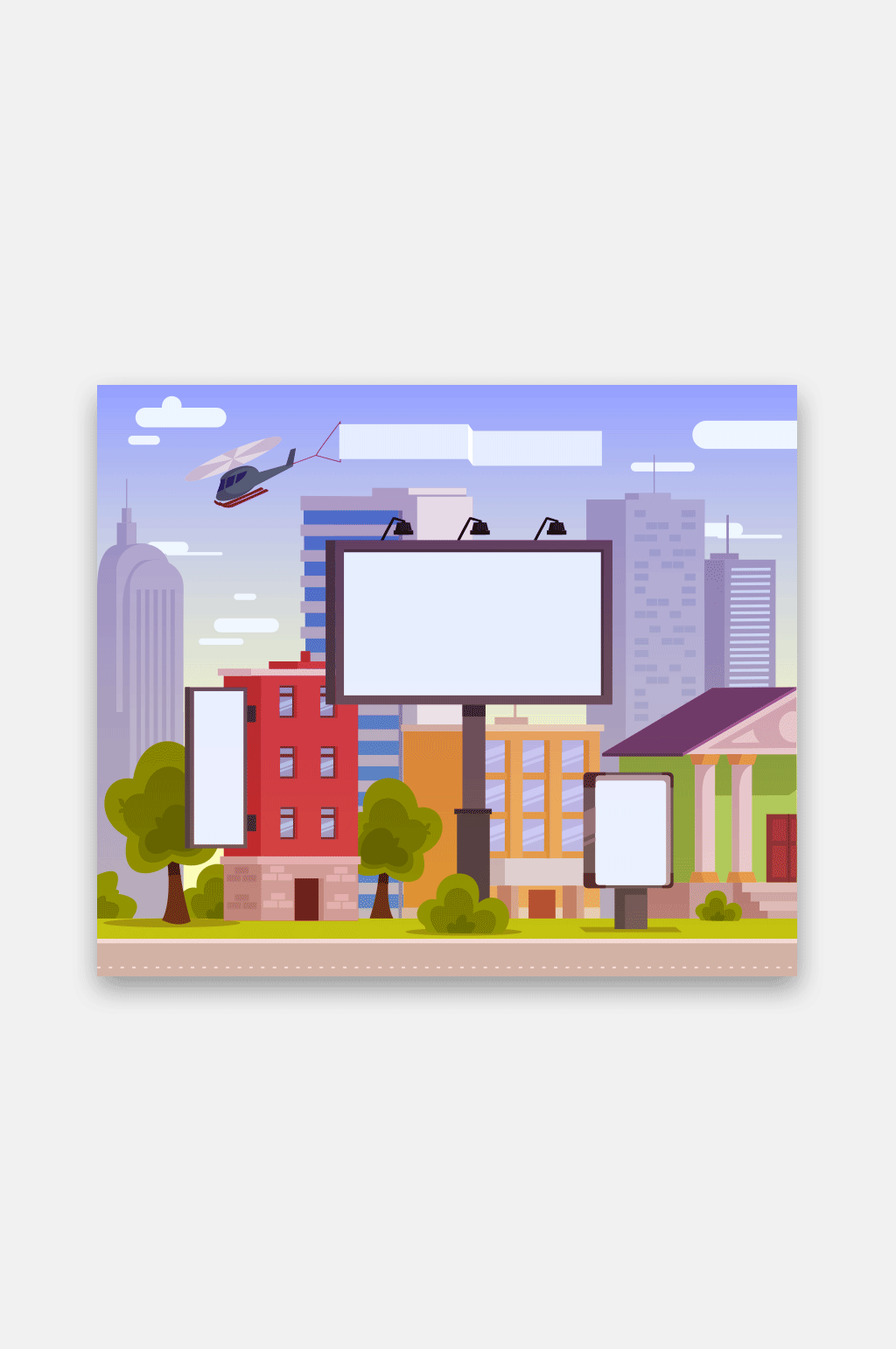 城市背景大屏幕矢量插画素材