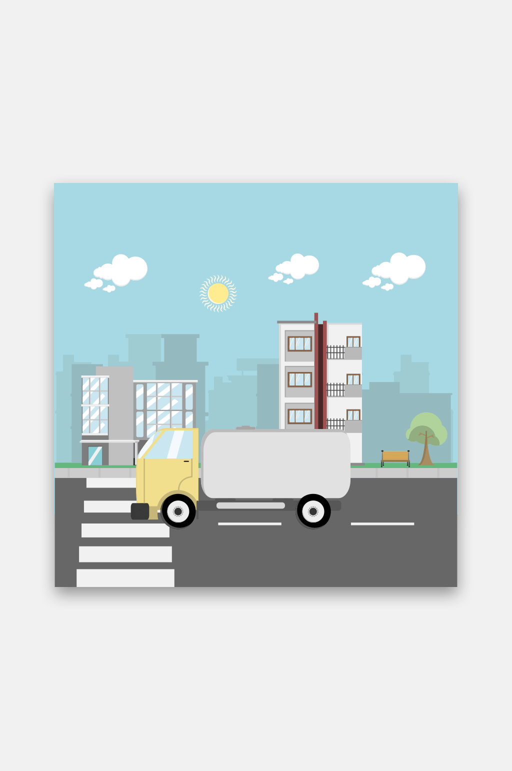 在路上行驶的车城市插画素材