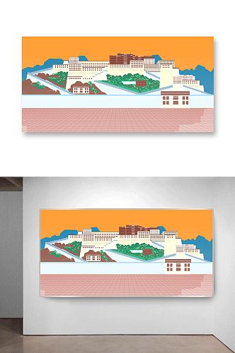 手绘中国建筑插画