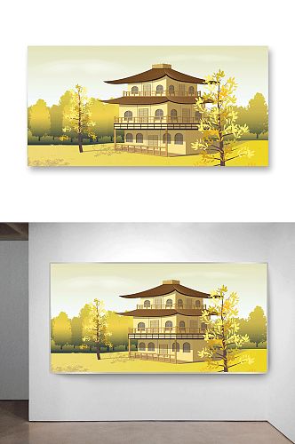 中国古楼建筑插画