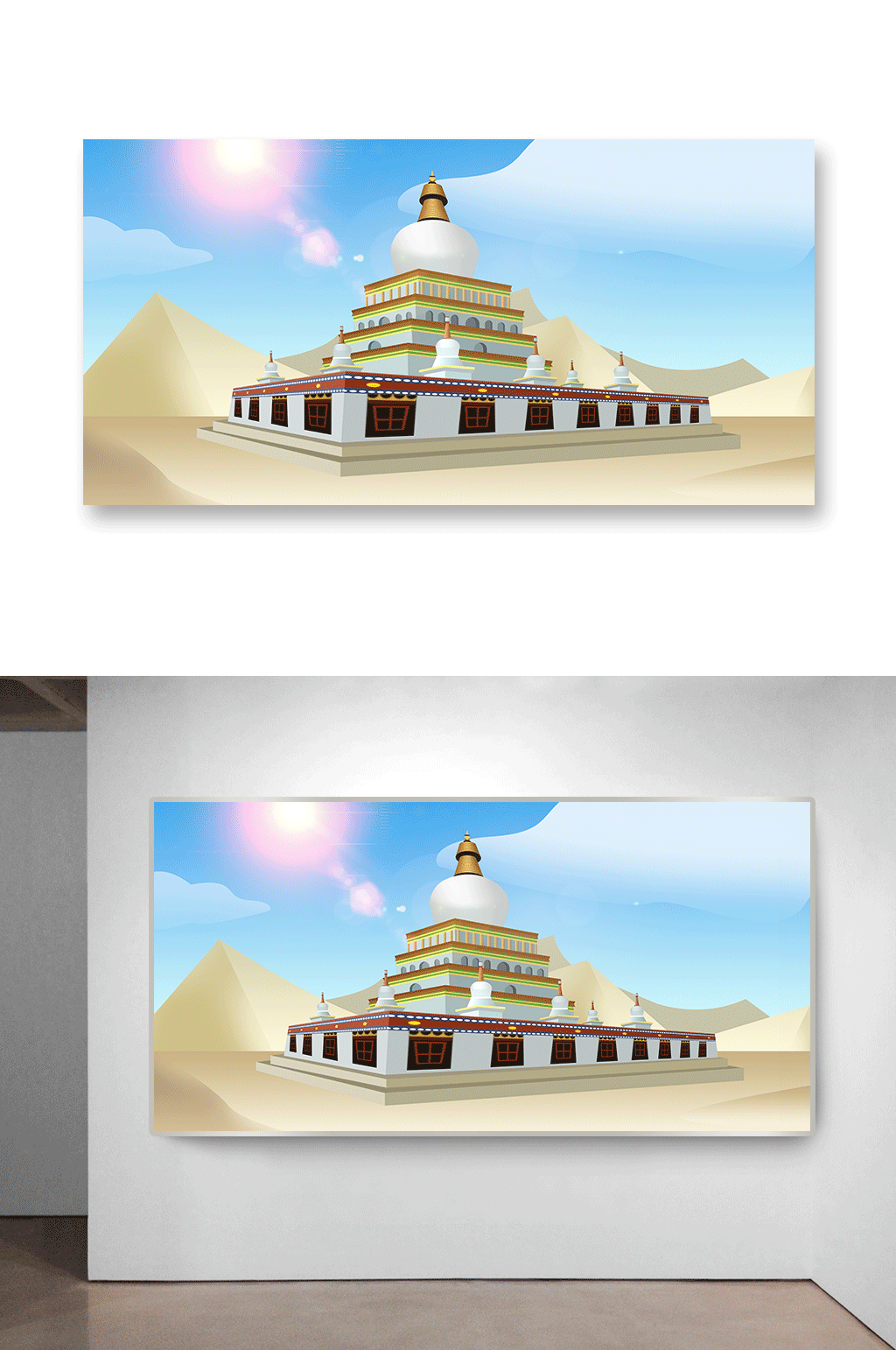 古建筑金字塔中国风插画素材