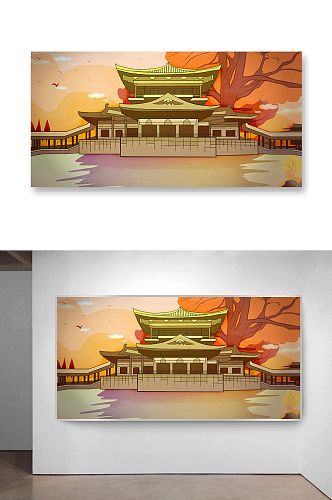 宏伟中国风建筑插画