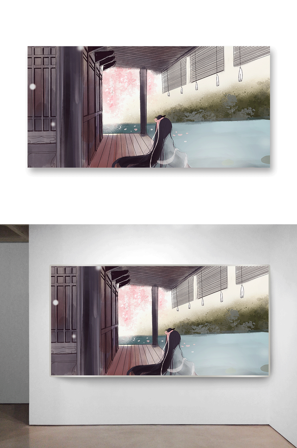 古代房屋建筑插画素材