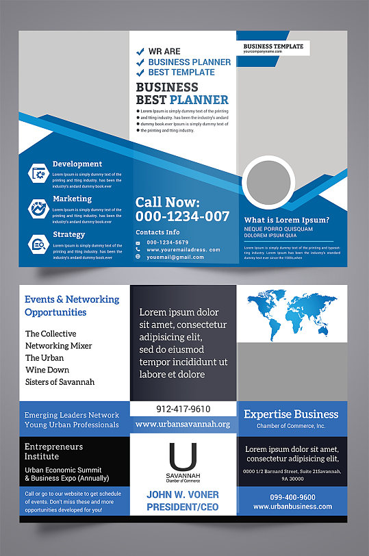 时尚简约企业宣传册三折页