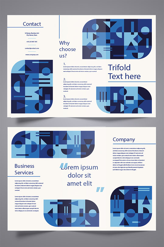几何简约企业三折页-众图网
