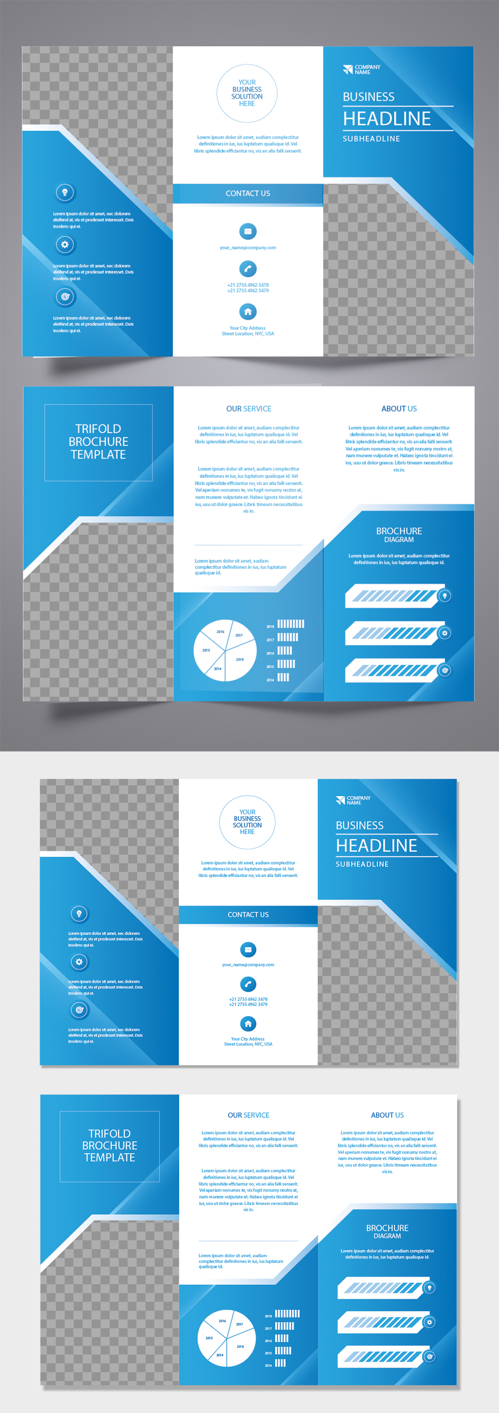 时尚简约企业三折页素材